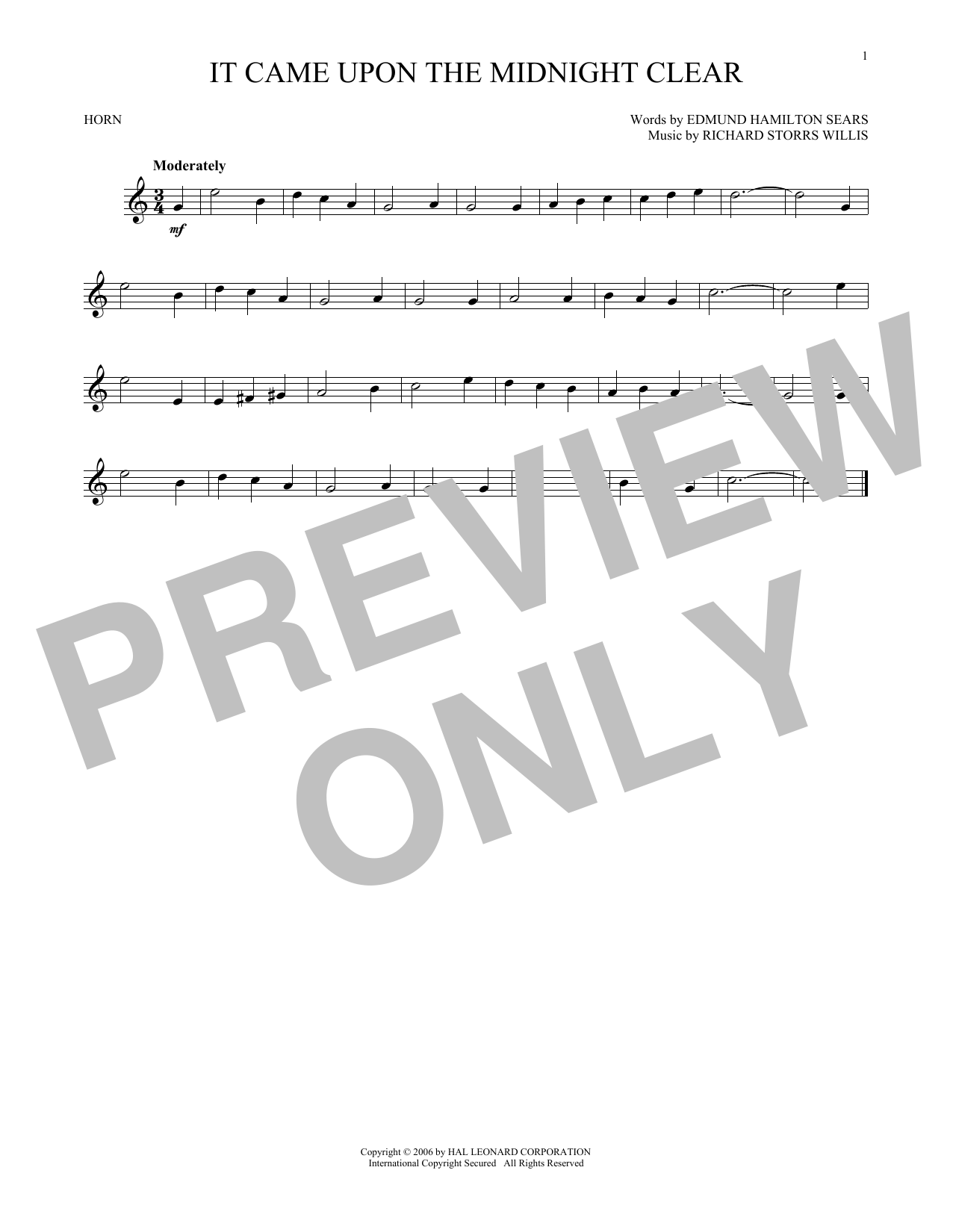Download Edmund Hamilton Sears It Came Upon The Midnight Clear Sheet Music