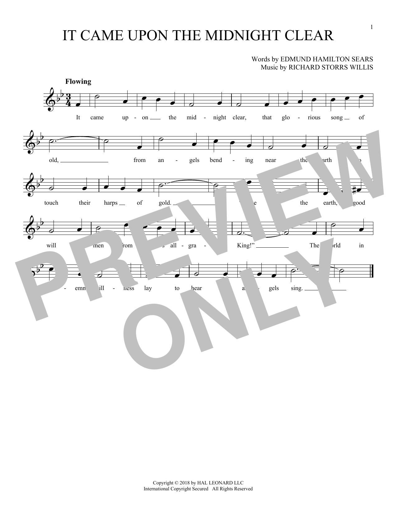 Download Richard Storrs Willis It Came Upon The Midnight Clear Sheet Music