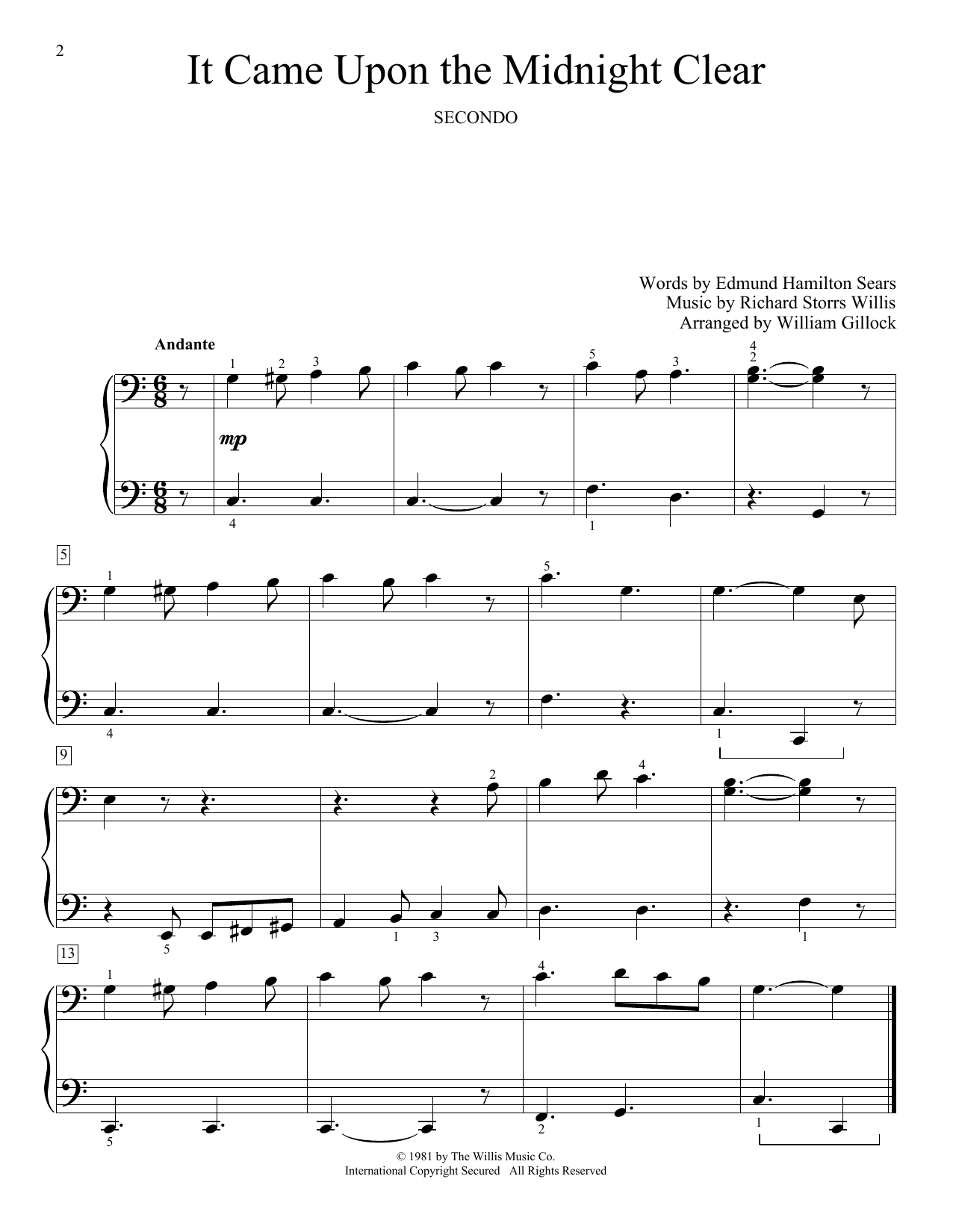 Download William Gillock It Came Upon The Midnight Clear Sheet Music
