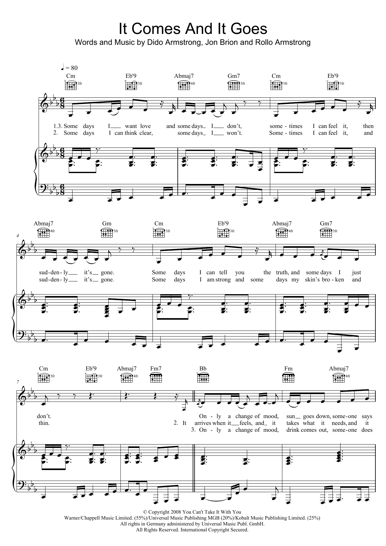 Download Dido It Comes And It Goes Sheet Music