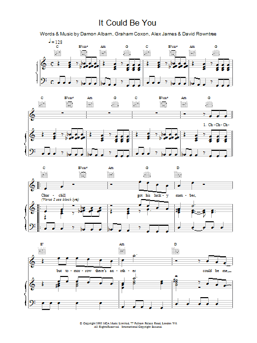 Download Blur It Could Be You Sheet Music