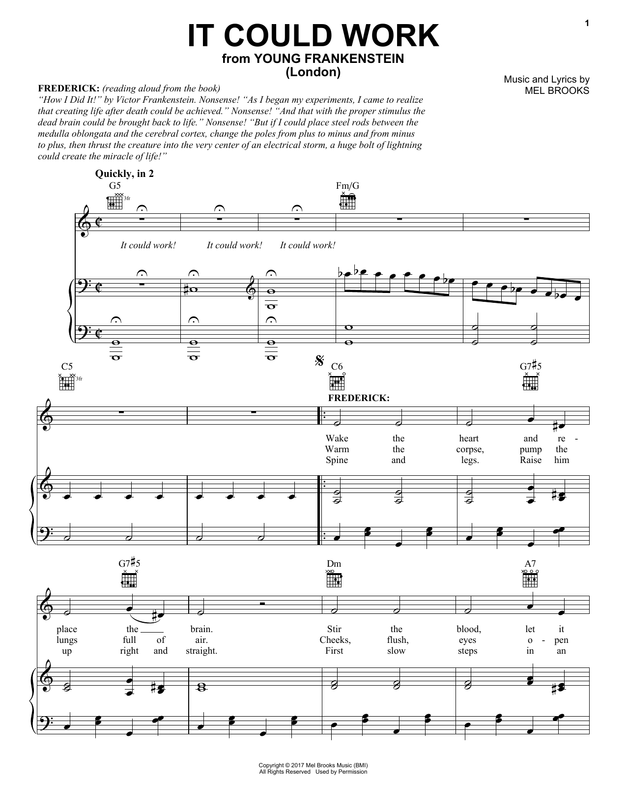 Download Mel Brooks It Could Work (from Young Frankenstein) Sheet Music