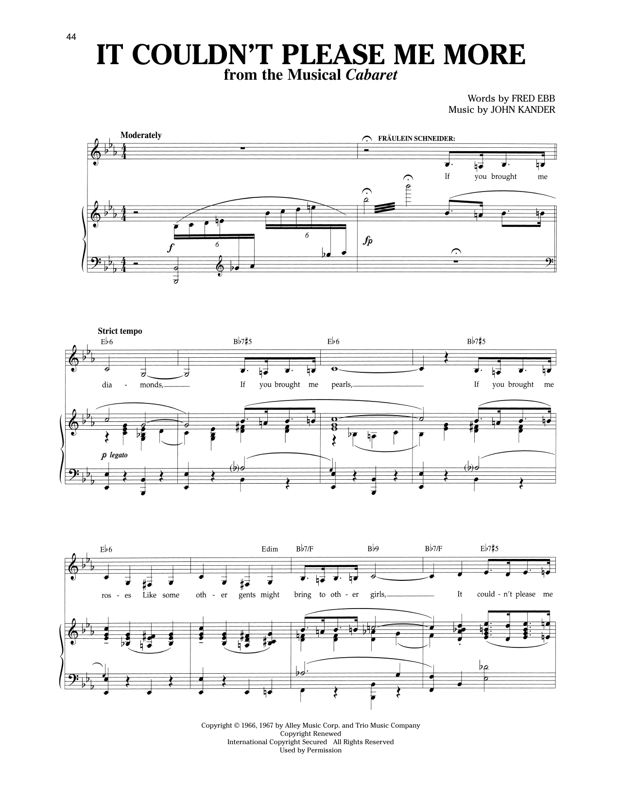 Download Kander & Ebb It Couldn't Please Me More (from Cabare Sheet Music