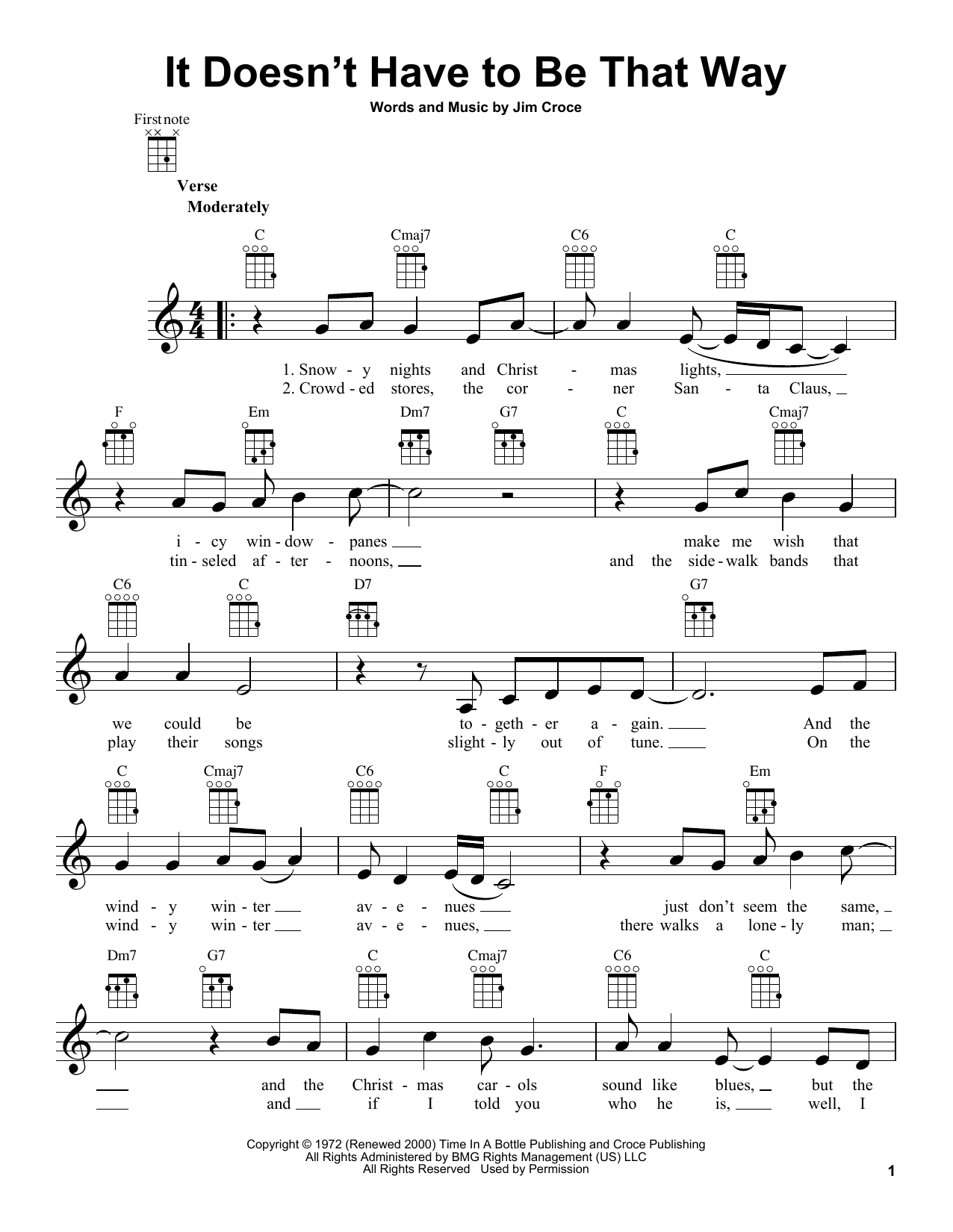 Download Jim Croce It Doesn't Have To Be That Way Sheet Music