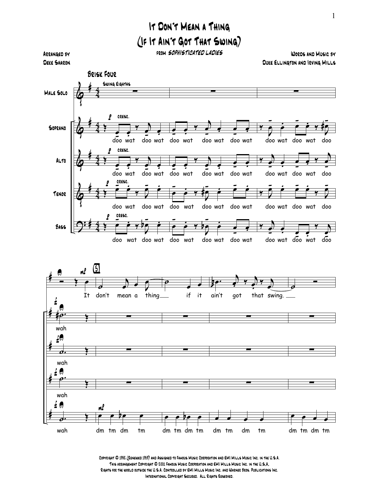 Download Deke Sharon It Don't Mean a Thing Sheet Music
