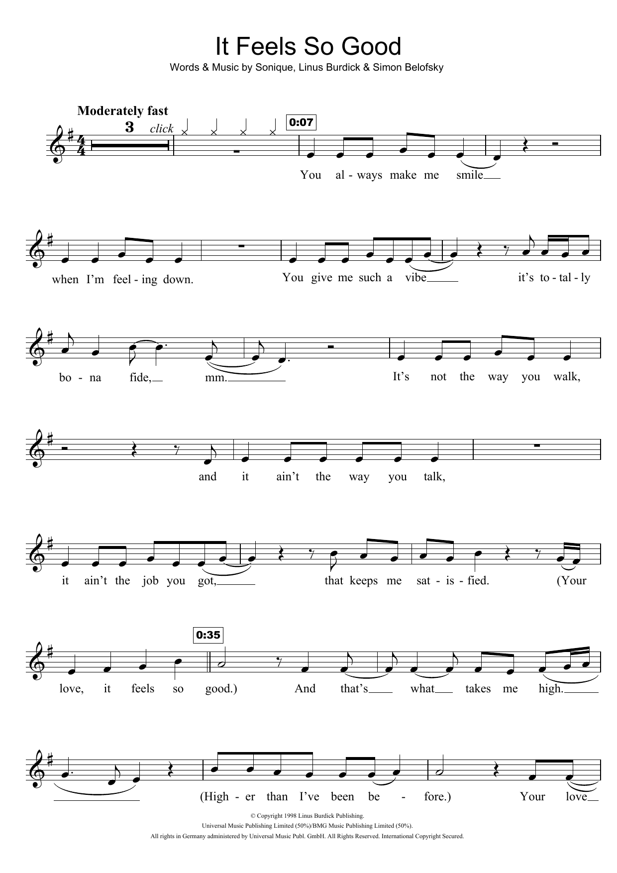 Download Sonique It Feels So Good Sheet Music