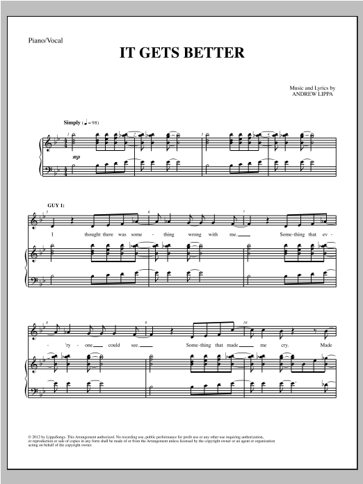 Download Andrew Lippa It Gets Better Sheet Music