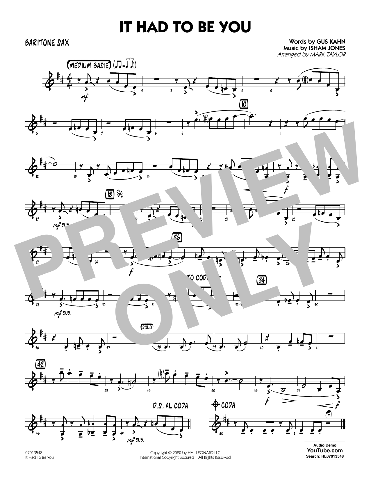 Download Isham Jones and Gus Kahn It Had to Be You (arr. Mark Taylor) - B Sheet Music