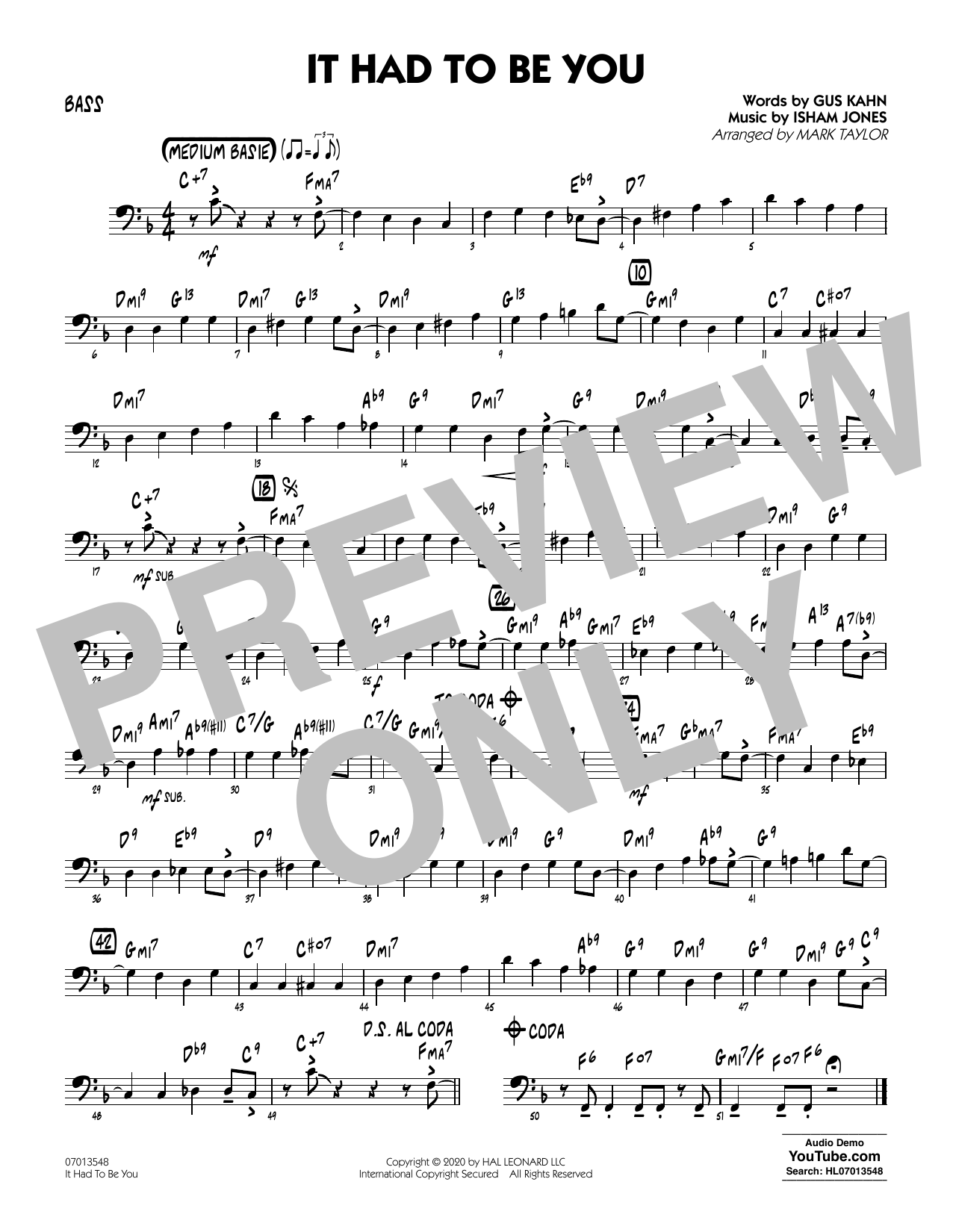 Download Isham Jones and Gus Kahn It Had to Be You (arr. Mark Taylor) - B Sheet Music