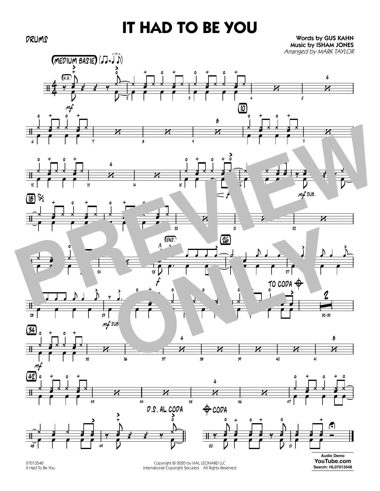 Download Isham Jones and Gus Kahn It Had to Be You (arr. Mark Taylor) - D Sheet Music