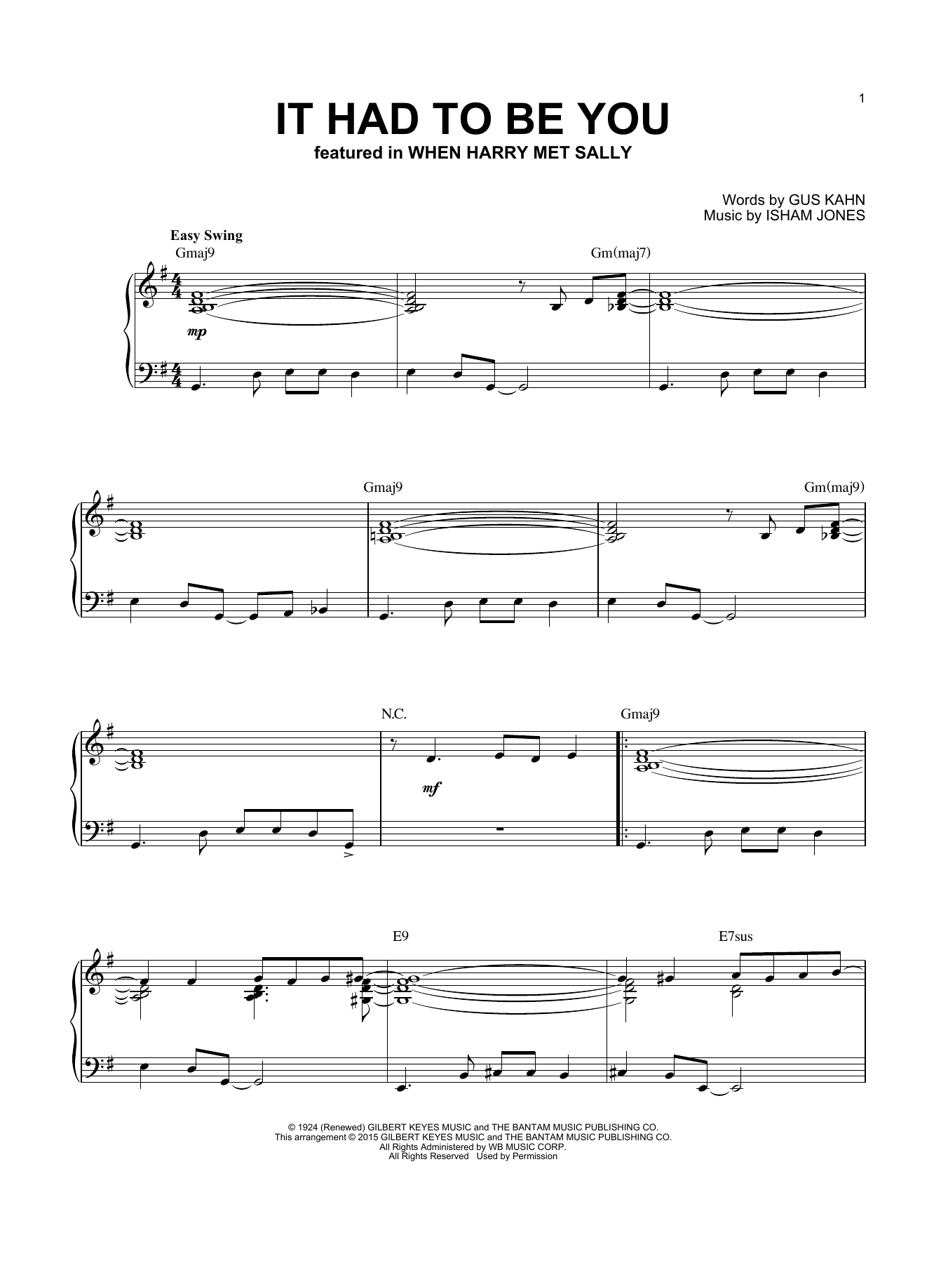Download Isham Jones It Had To Be You [Jazz version] (arr. B Sheet Music