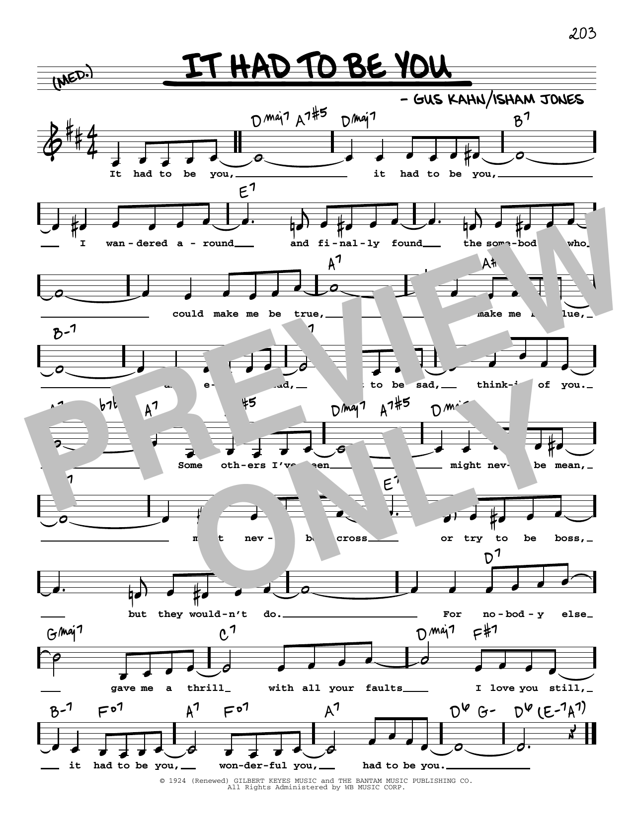 Download Gus Kahn It Had To Be You (Low Voice) Sheet Music