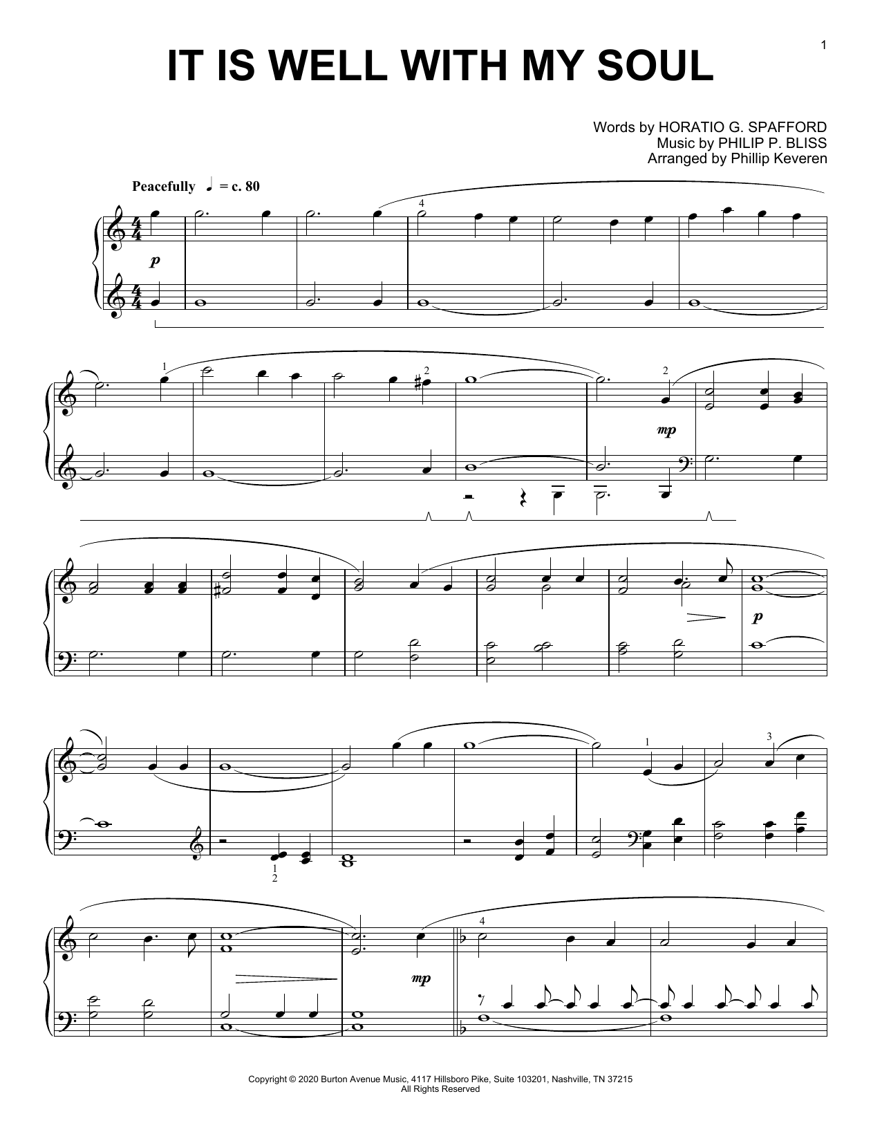Download Horatio G. Spafford and Philip P. Bl It Is Well With My Soul (arr. Phillip K Sheet Music
