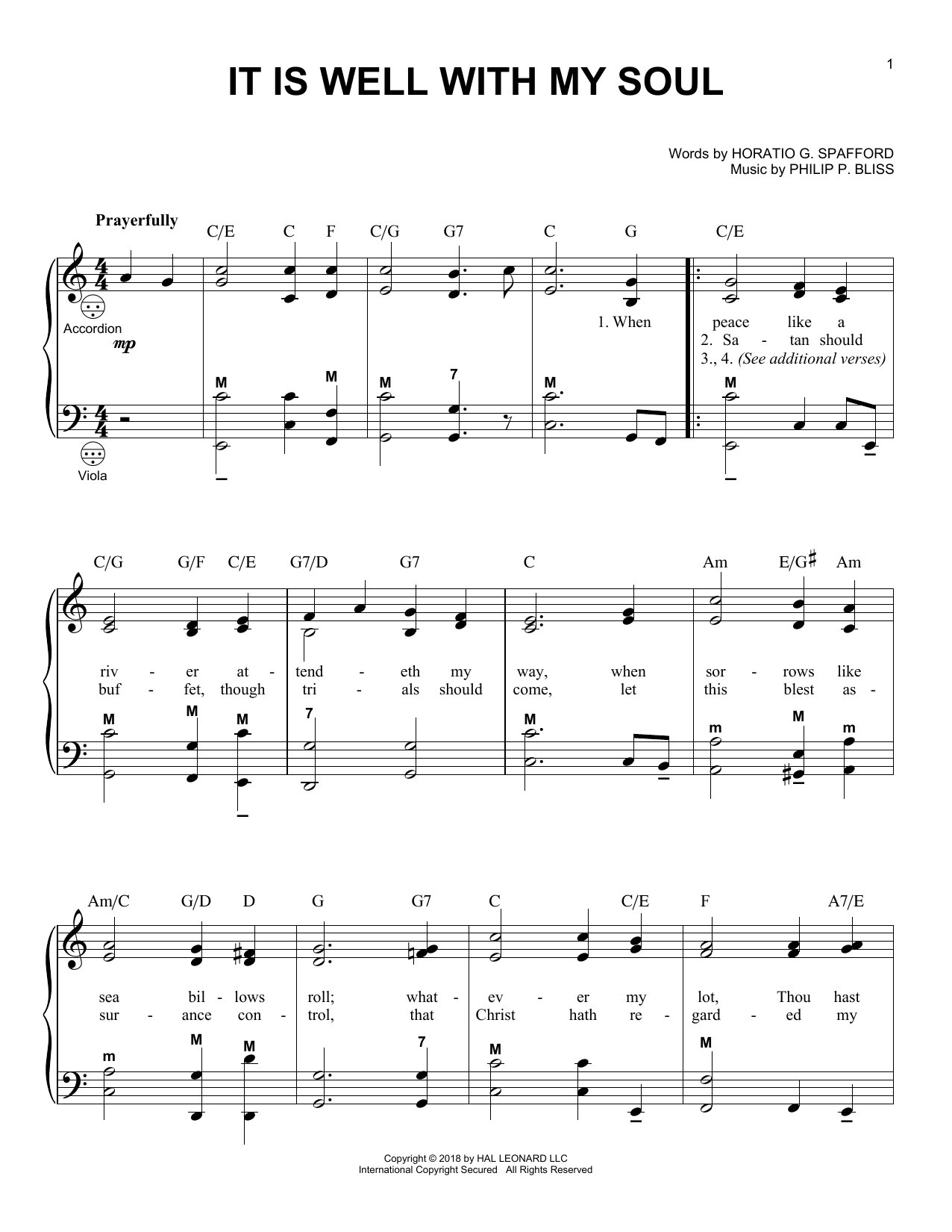 Download Philip P. Bliss It Is Well With My Soul Sheet Music