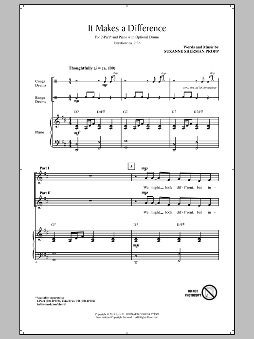 Download Suzanne Sherman Propp It Makes A Difference Sheet Music