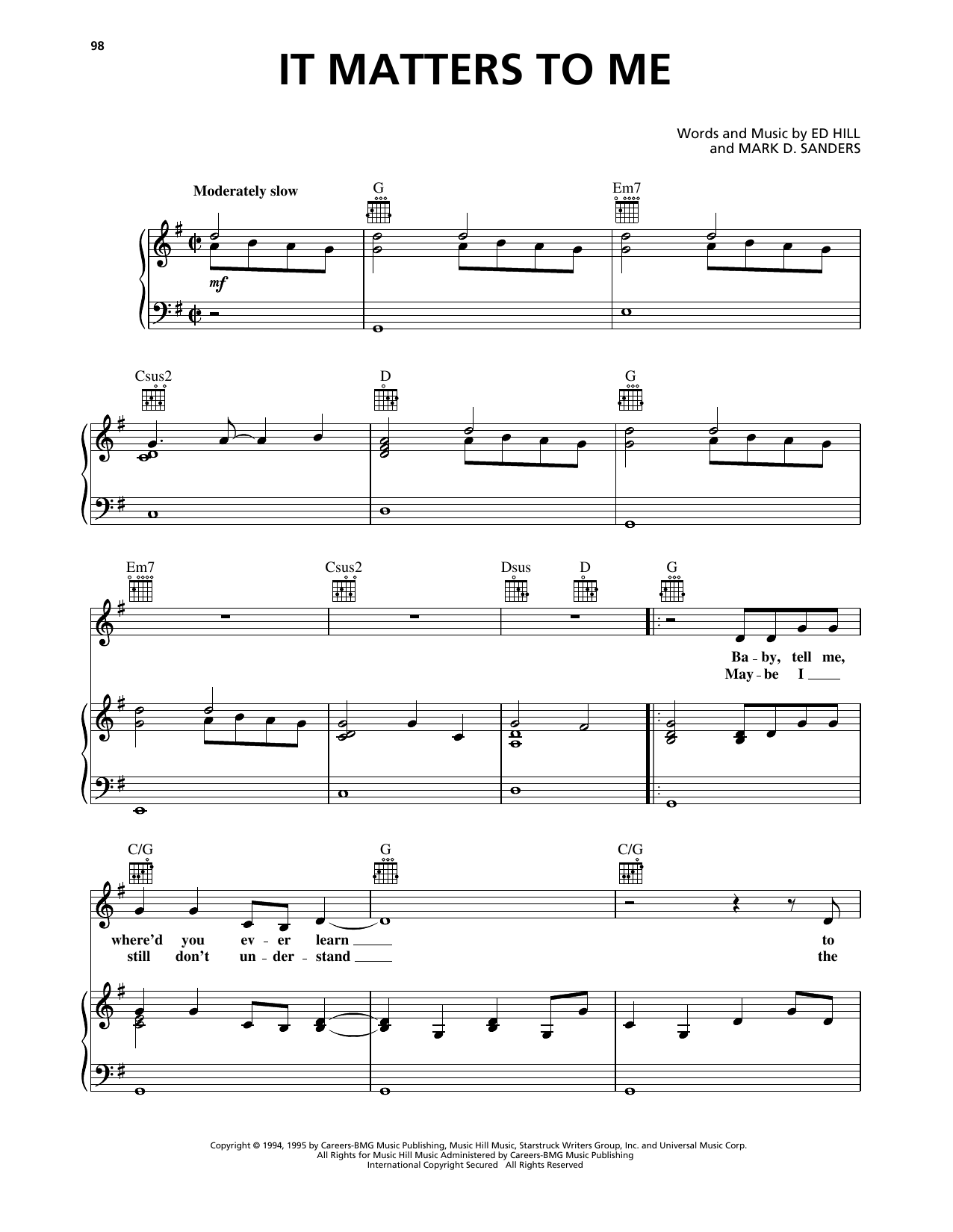 Download Faith Hill It Matters To Me Sheet Music