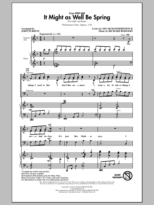 Download Rodgers & Hammerstein It Might As Well Be Spring (arr. John P Sheet Music