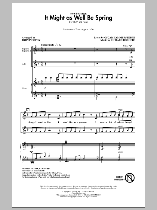 Download Rodgers & Hammerstein It Might As Well Be Spring (arr. John P Sheet Music