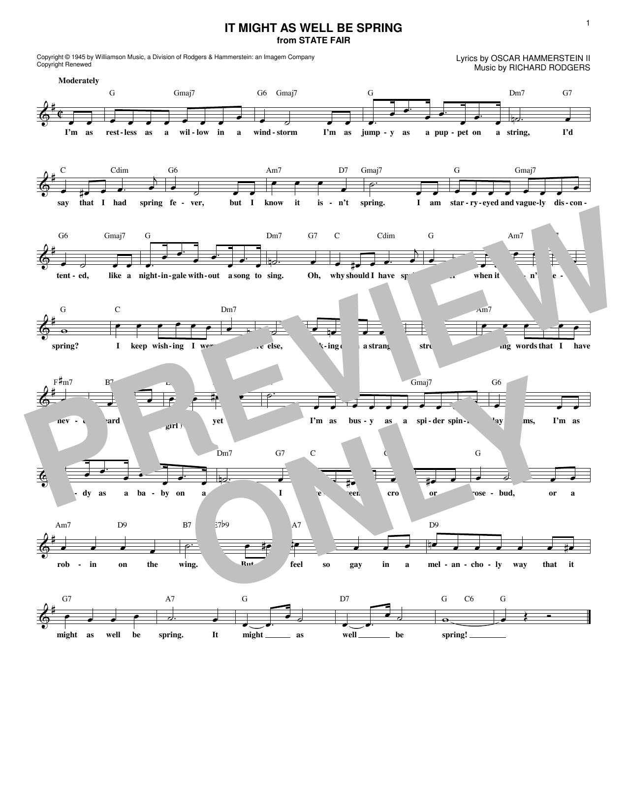 Download Rodgers & Hammerstein It Might As Well Be Spring Sheet Music