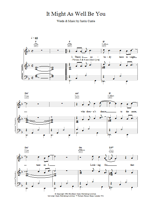 Download Del Amitri It Might As Well Be You Sheet Music