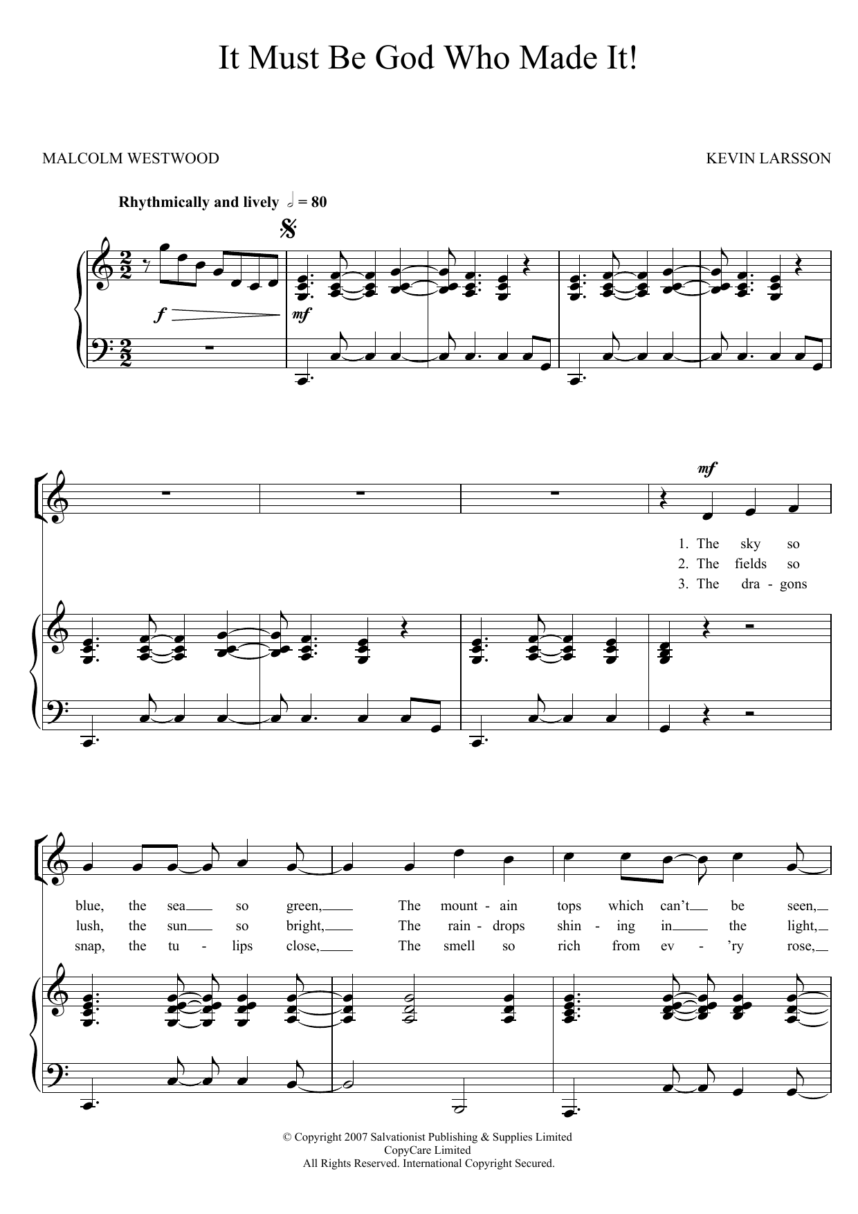 Download The Salvation Army It Must Be God Who Made It Sheet Music