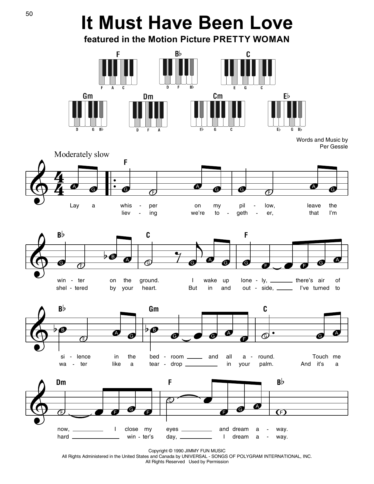 Download Roxette It Must Have Been Love Sheet Music