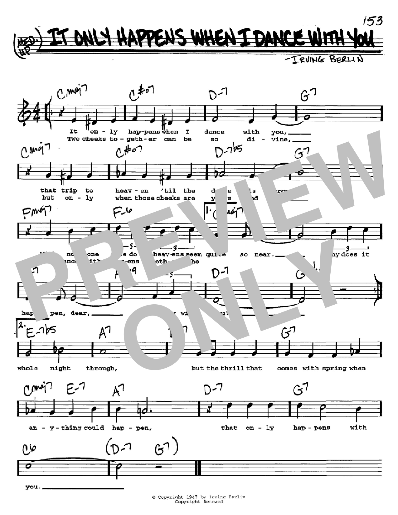 Download Irving Berlin It Only Happens When I Dance With You Sheet Music