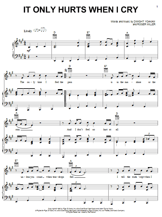 Download Dwight Yoakam It Only Hurts When I Cry Sheet Music