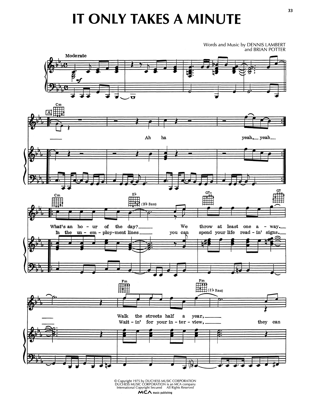 Download Tavares It Only Takes A Minute Sheet Music