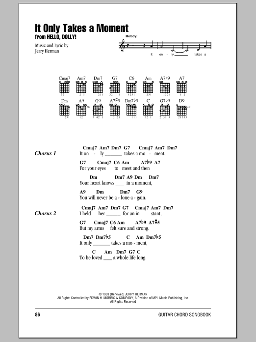Download Jerry Herman It Only Takes A Moment Sheet Music
