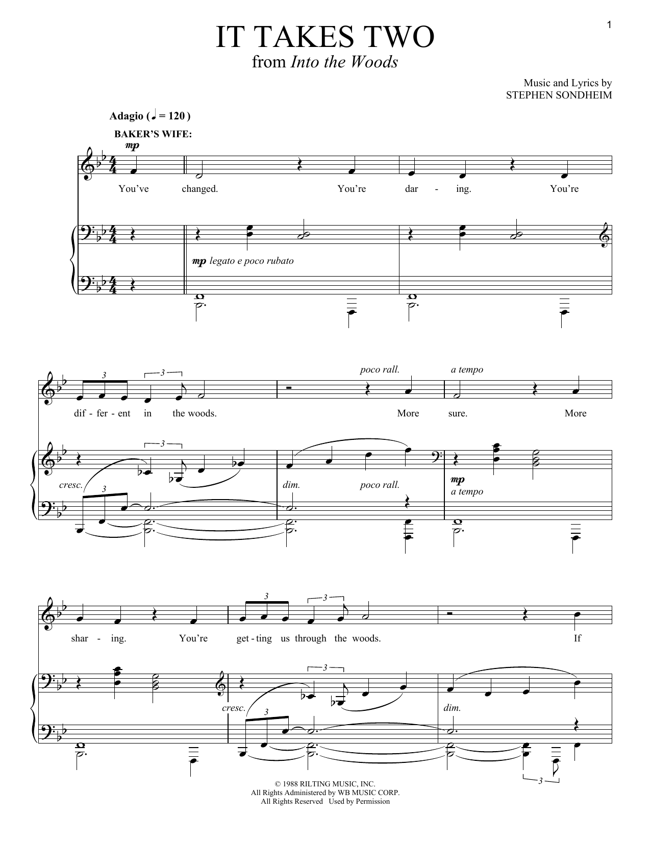 Download Stephen Sondheim It Takes Two (from Into The Woods) Sheet Music