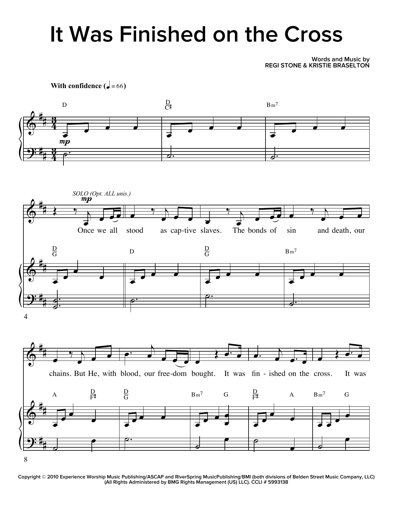 Download Regi Stone It Was Finished On The Cross Sheet Music