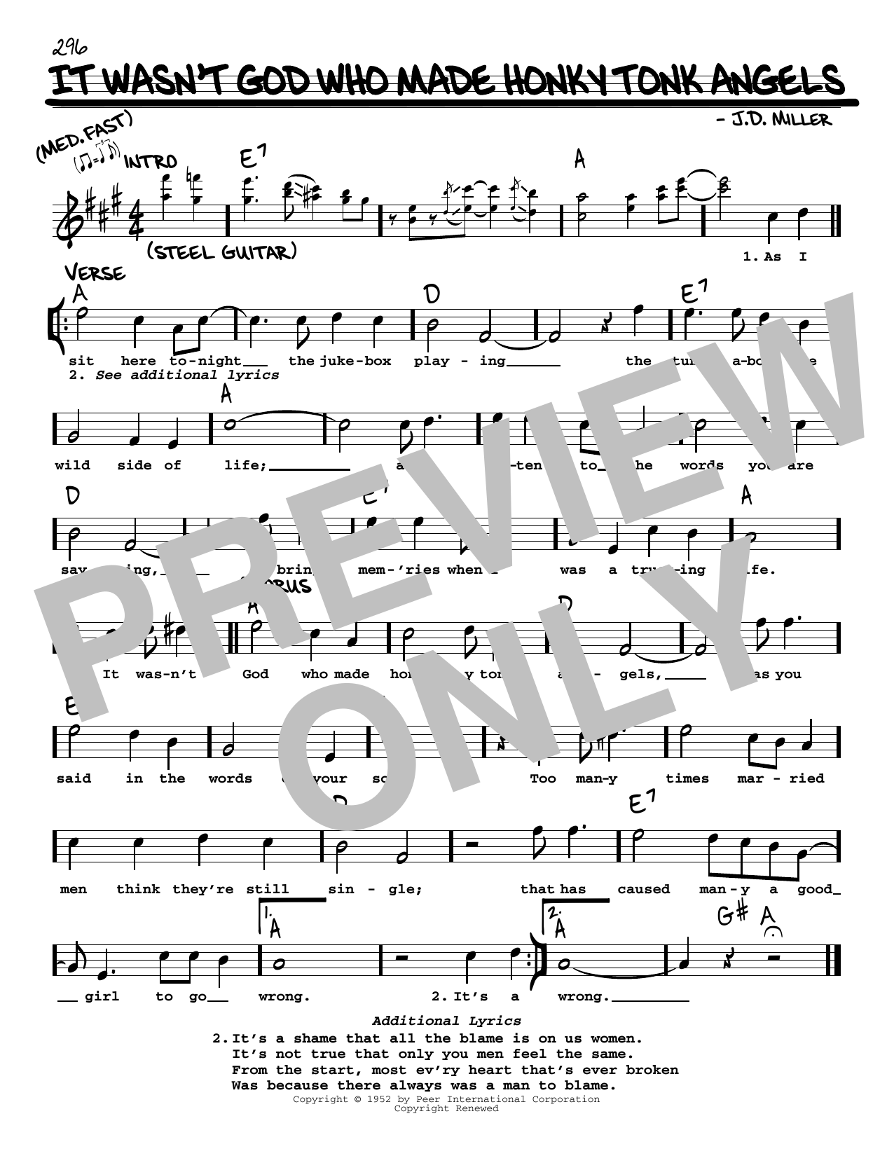 Download Kitty Wells It Wasn't God Who Made Honky Tonk Angel Sheet Music