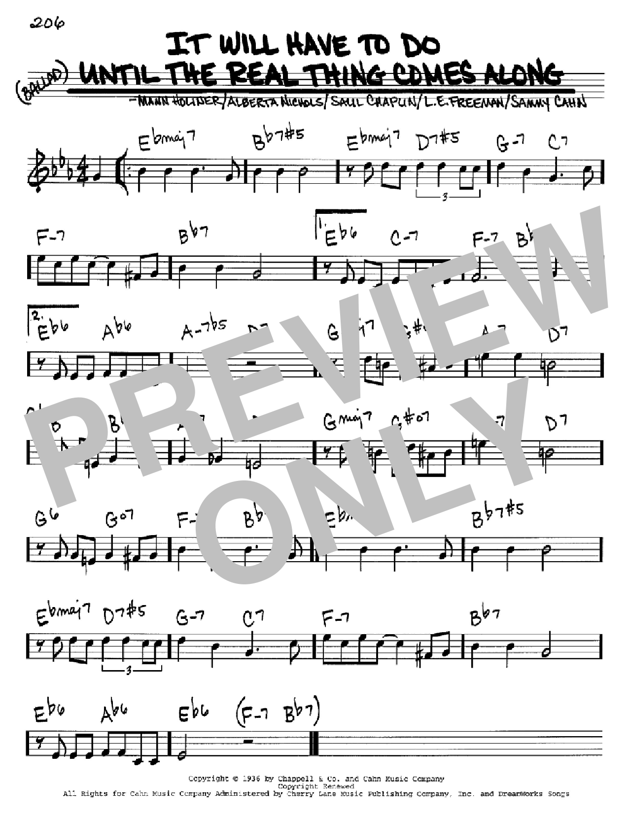 Download Sammy Cahn It Will Have To Do Until The Real Thing Sheet Music