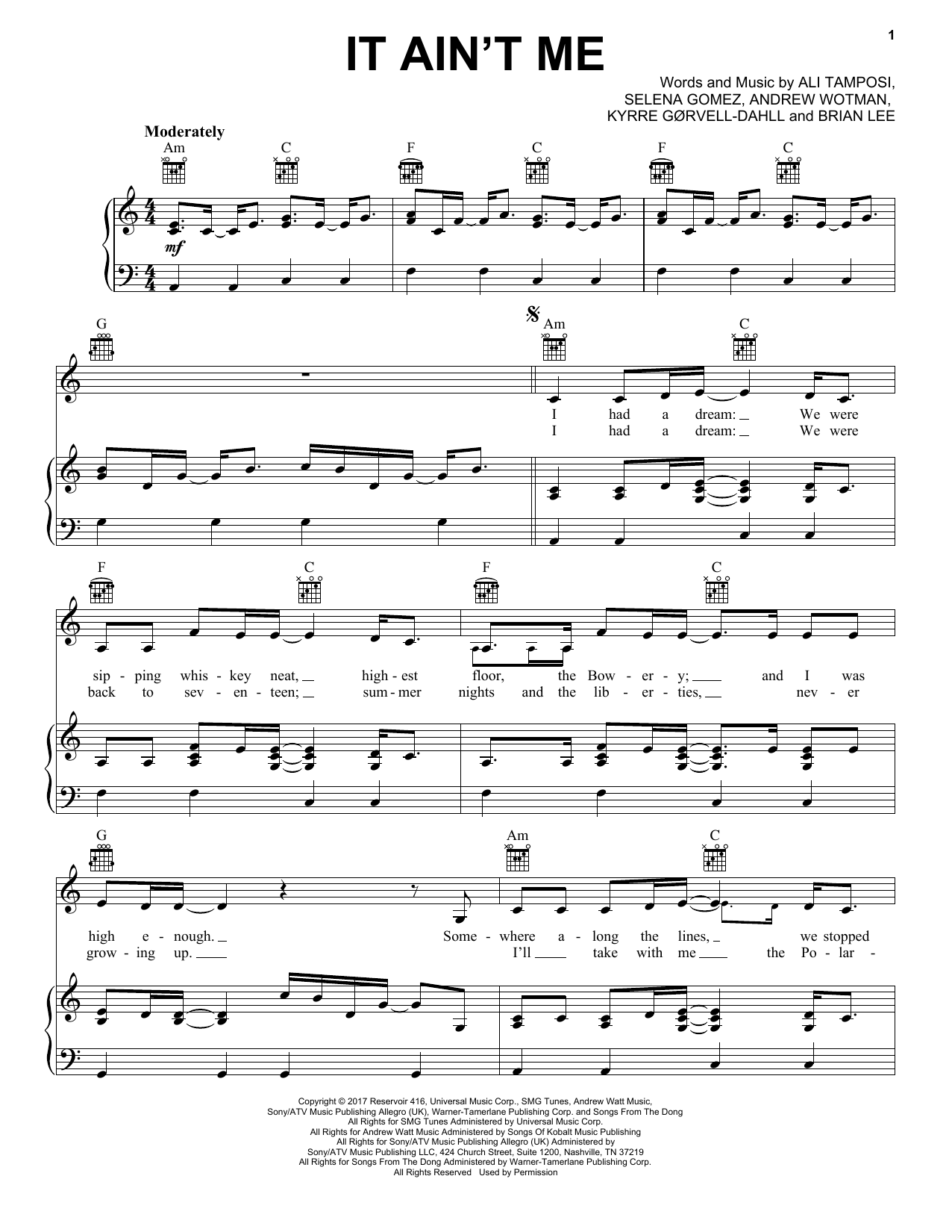 Download Kygo and Selena Gomez It Ain't Me Sheet Music