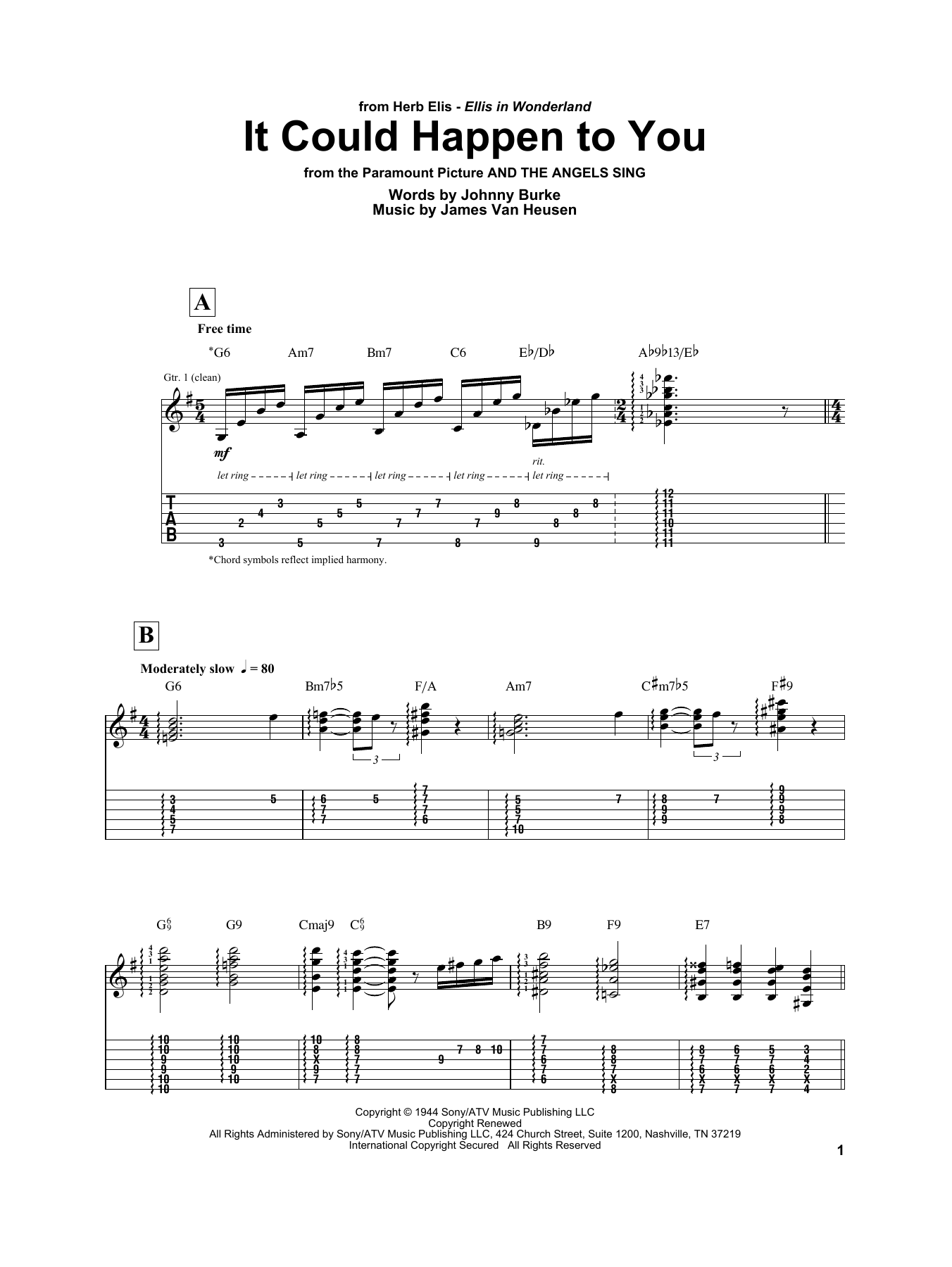 Herb Ellis It Could Happen To You sheet music notes printable PDF score
