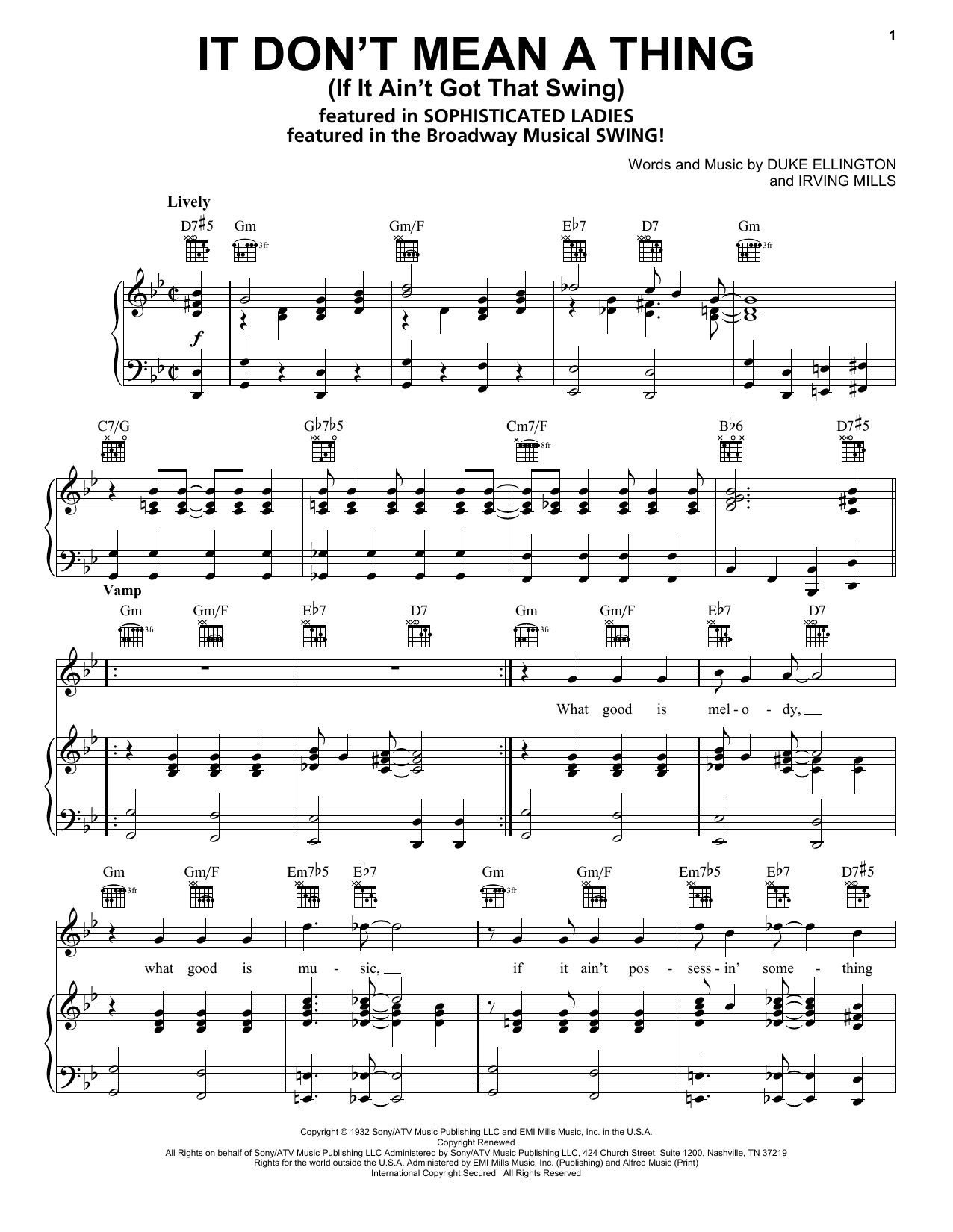 Duke Ellington It Don't Mean A Thing (If It Ain't Got That Swing) sheet music notes printable PDF score