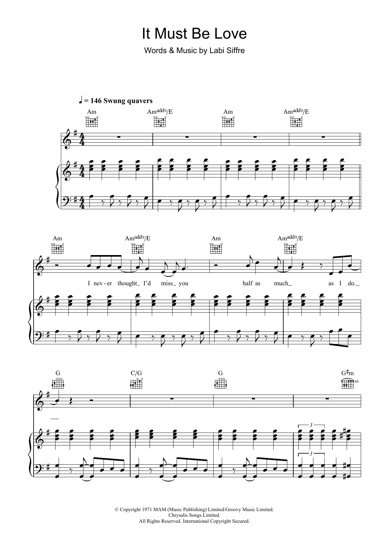 Download Madness It Must Be Love Sheet Music