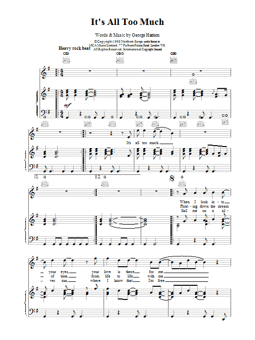 The Beatles It's All Too Much sheet music notes printable PDF score