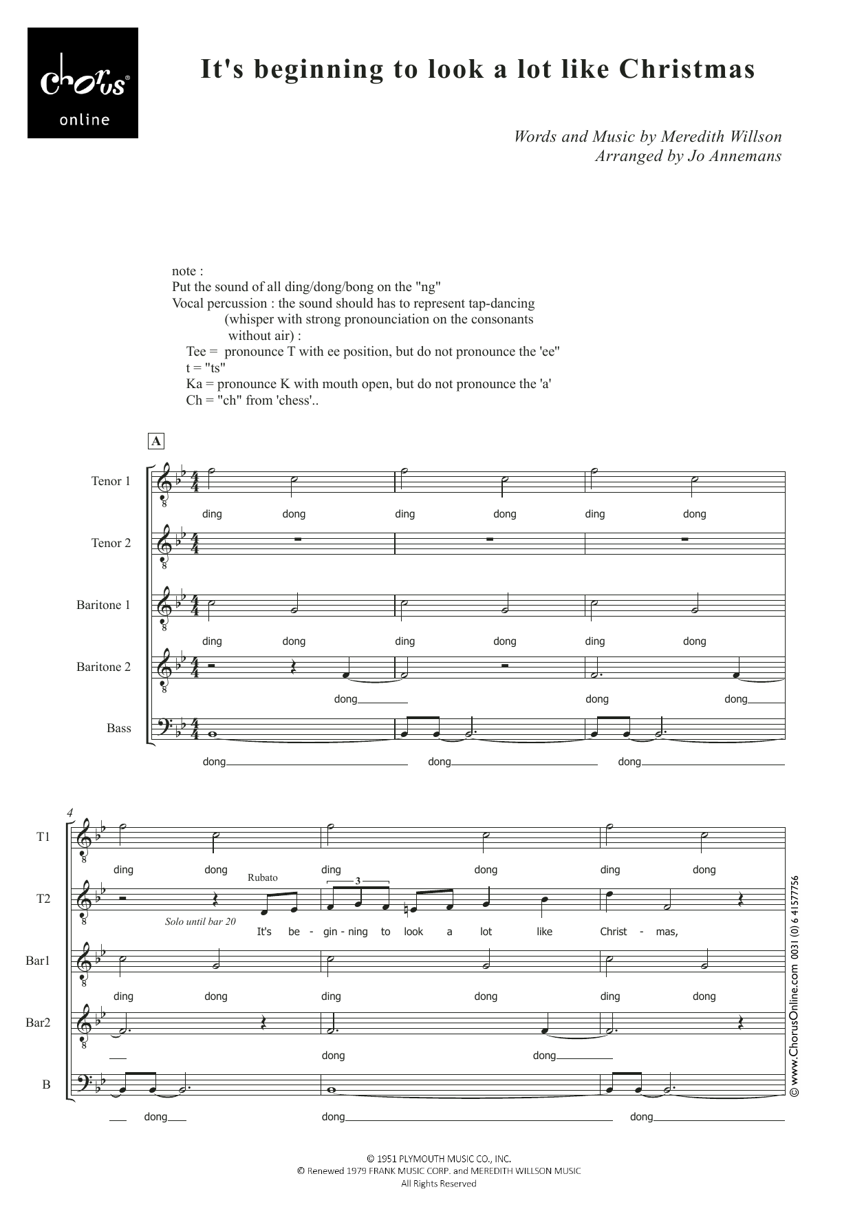Michael Bublé It's Beginning To Look Like Christmas (arr. Jo Annemans) sheet music notes printable PDF score