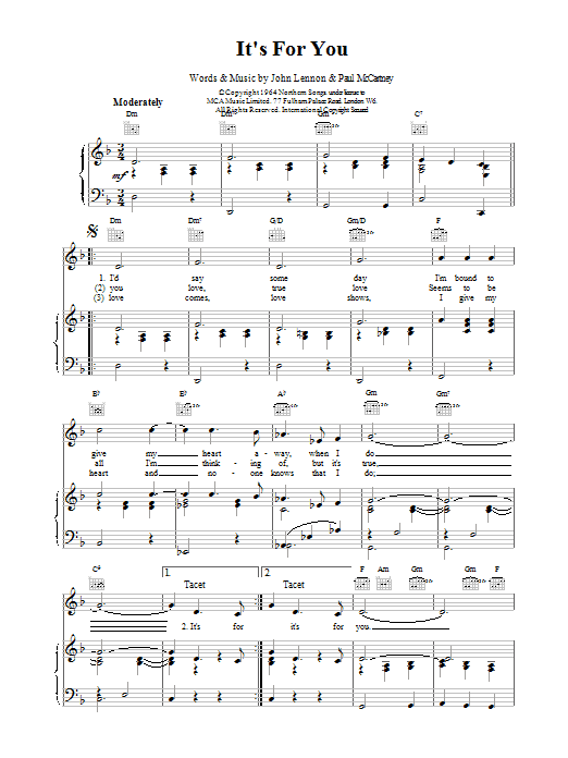 The Beatles It's For You sheet music notes printable PDF score
