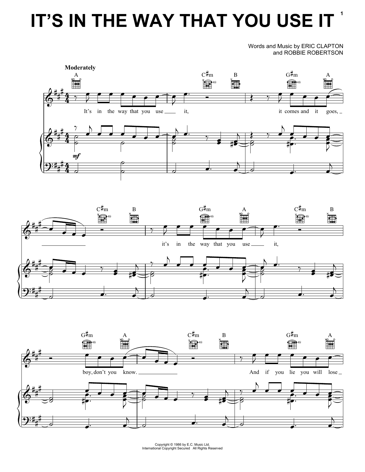 Download Eric Clapton It's In The Way That You Use It Sheet Music