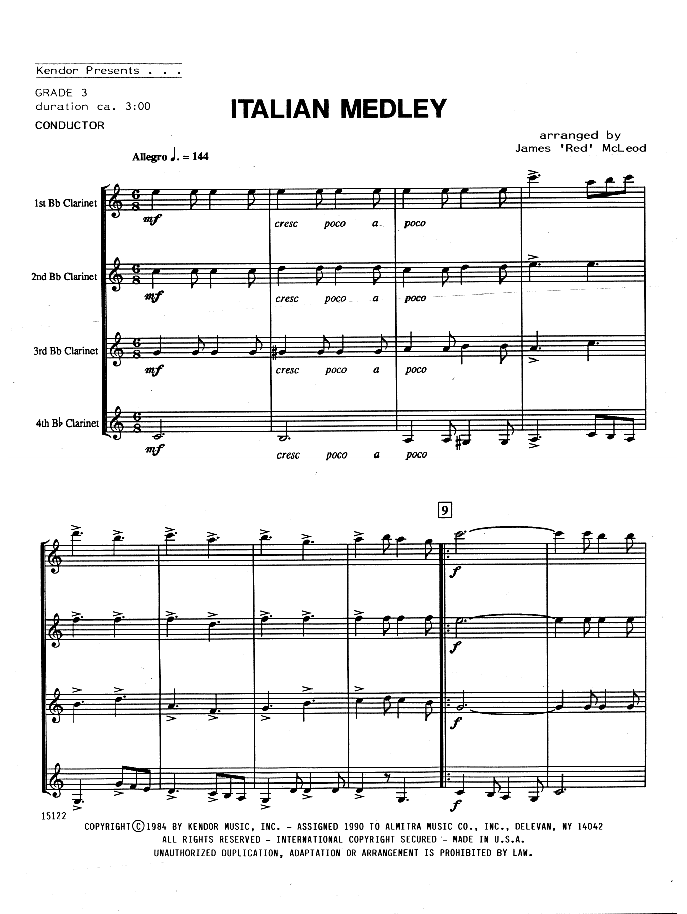 Download James 'Red' McLeod Italian Medley - Full Score Sheet Music