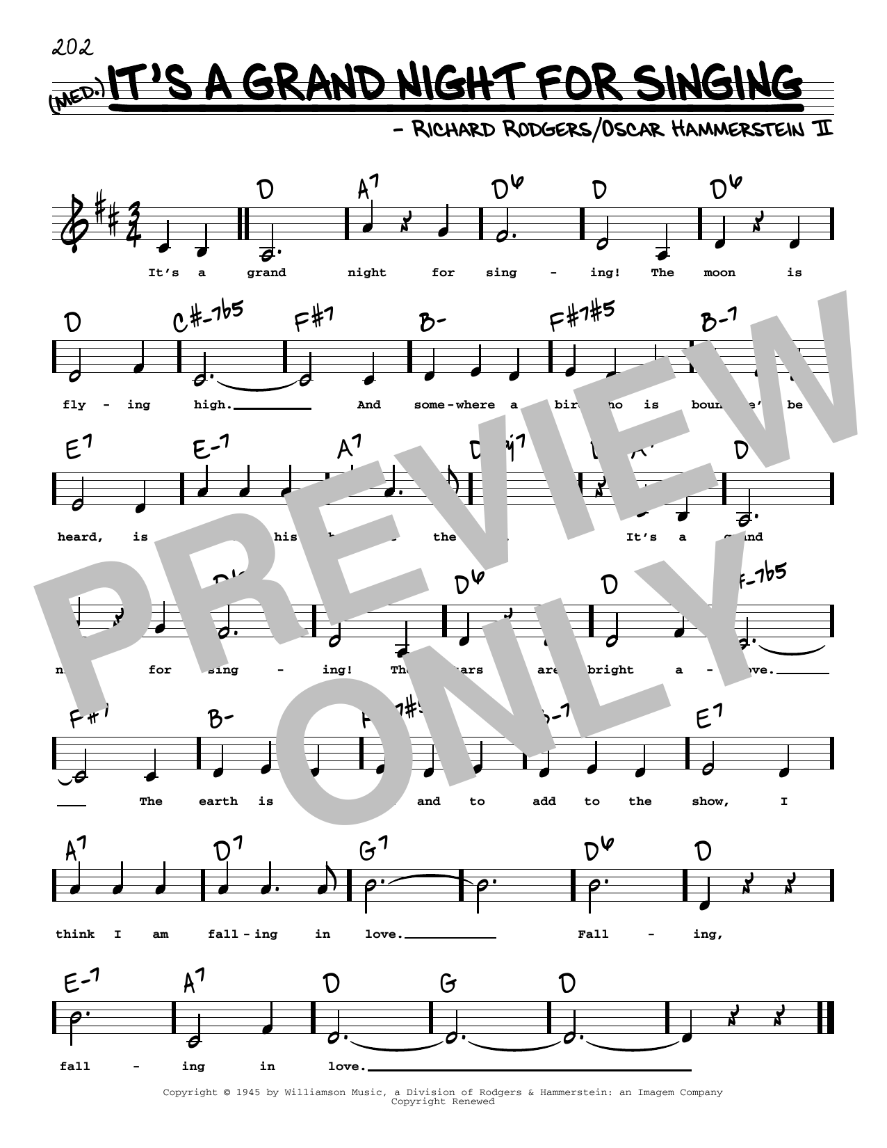 Rodgers & Hammerstein It's A Grand Night For Singing (Low Voice) sheet music notes printable PDF score