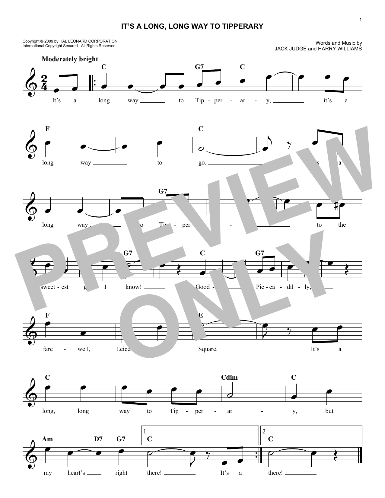 Download Jack Judge It's A Long, Long Way To Tipperary Sheet Music