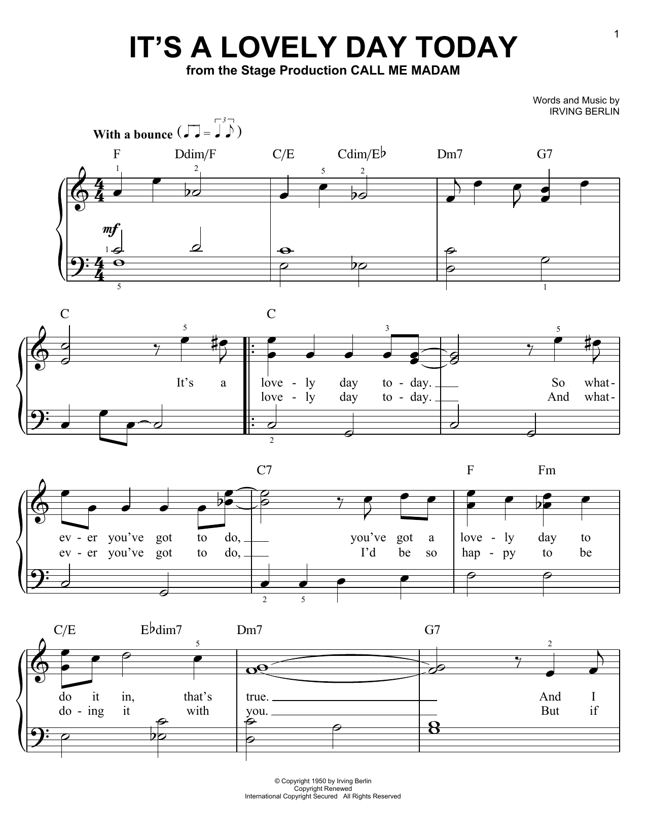 Download Irving Berlin It's A Lovely Day Today (from Call Me M Sheet Music
