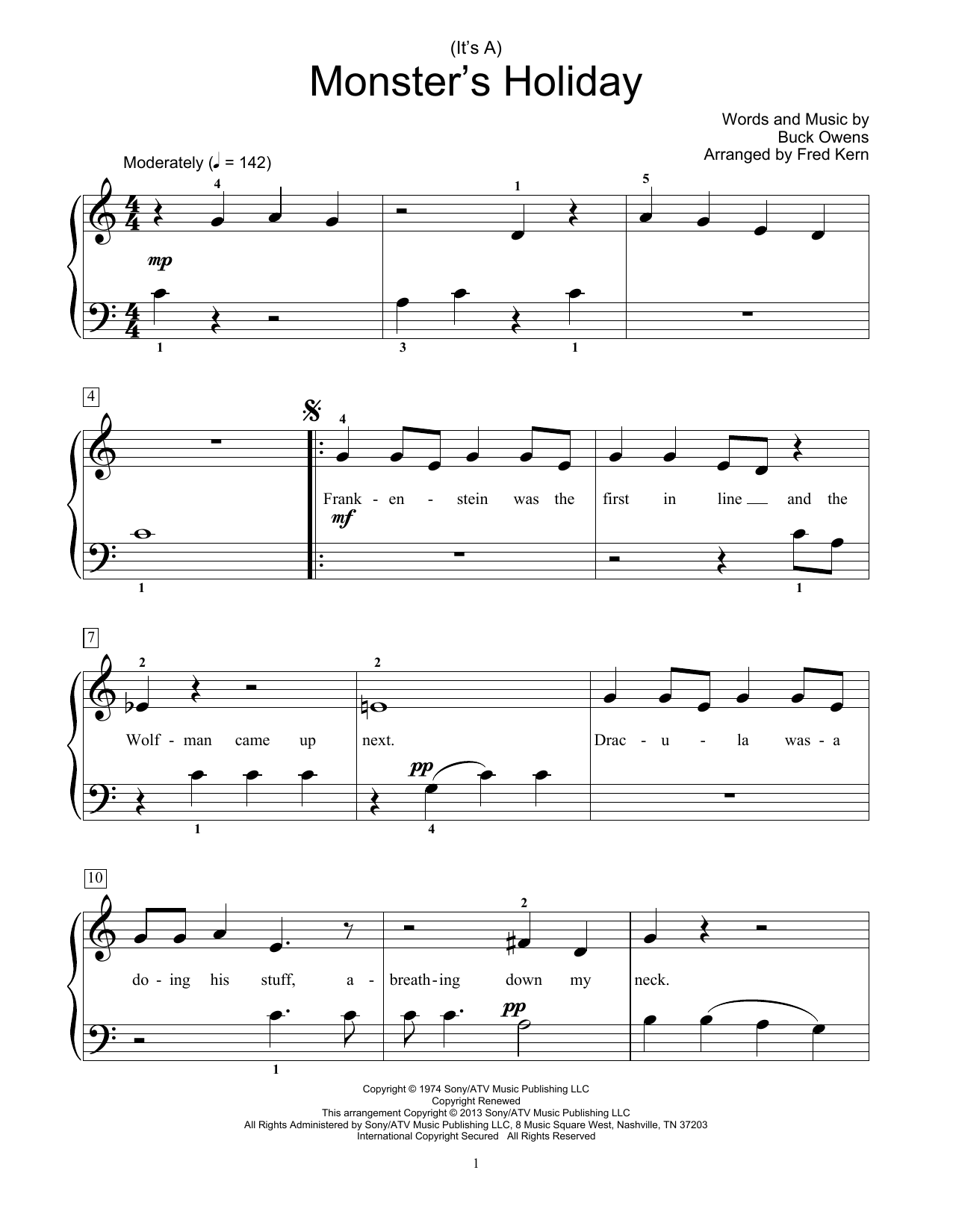 Download Fred Kern (It's A) Monster's Holiday Sheet Music