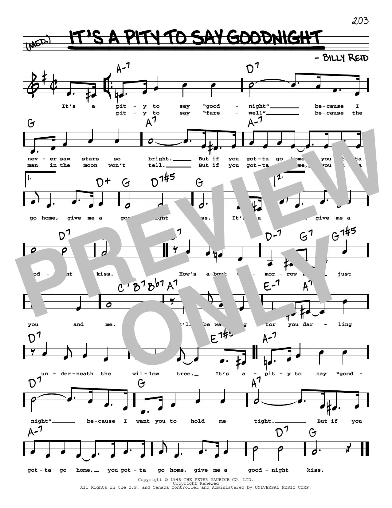 Ella Fitzgerald It's A Pity To Say Goodnight (Low Voice) sheet music notes printable PDF score