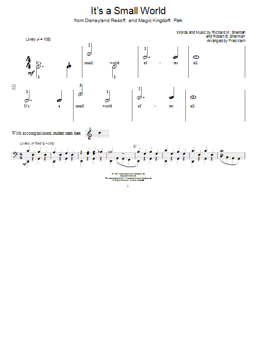 Download Sherman Brothers It's A Small World Sheet Music