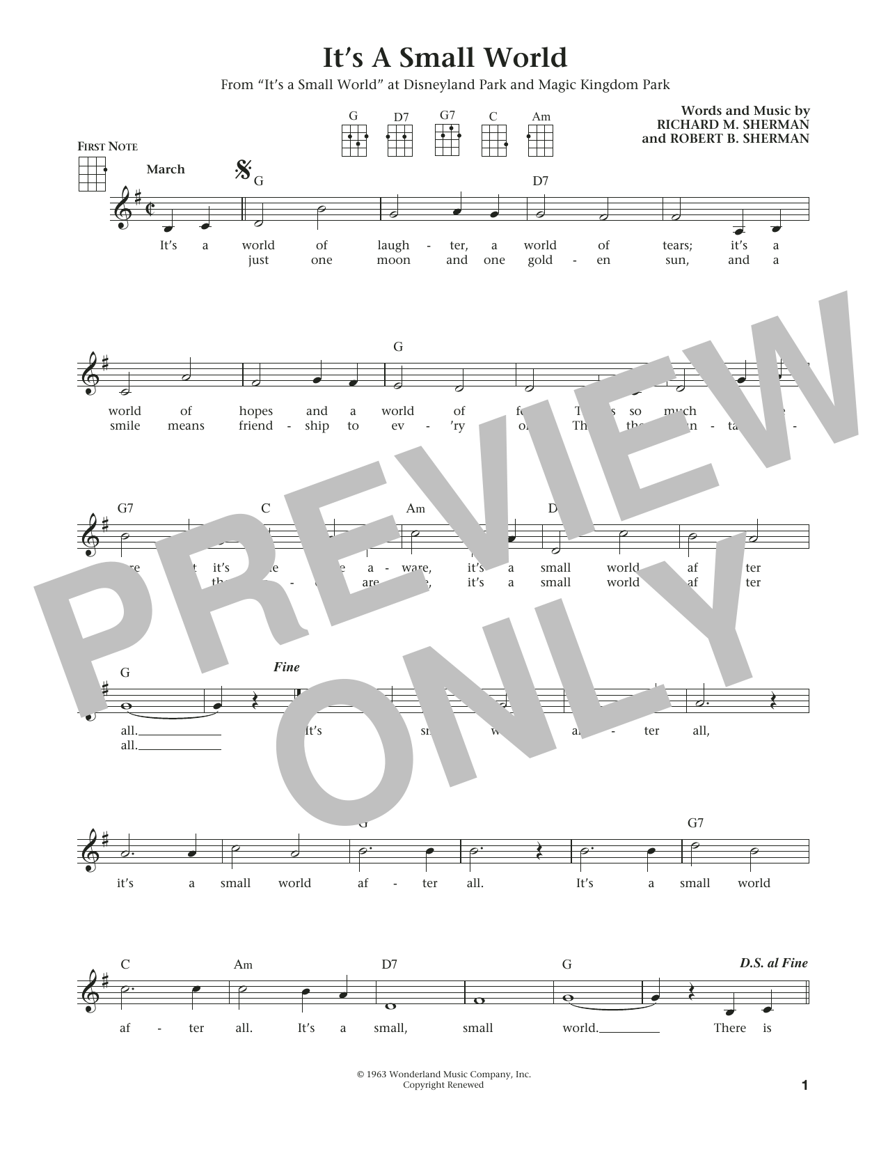 Download Richard M. Sherman It's A Small World (from The Daily Ukul Sheet Music